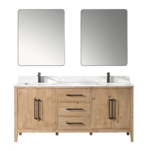 Altair 558072-W-CW Laurel 72 Inch Double Sink Bathroom Vanity with Calacatta White Quartz Stone Countertop