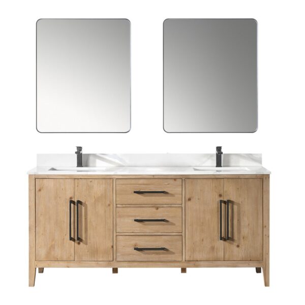 Altair 558072-W-CW Laurel 72 Inch Double Sink Bathroom Vanity with Calacatta White Quartz Stone Countertop