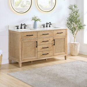 Altair 560060-CAB-WF-NM Solana 59 1/4 Inch Double Sink Bathroom Vanity Cabinet Only in Weathered Fir