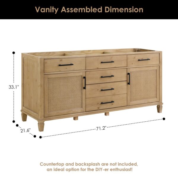 Altair 560072-CAB-WF-NM Solana 71 1/4 Inch Double Sink Bathroom Vanity Cabinet Only in Weathered Fir