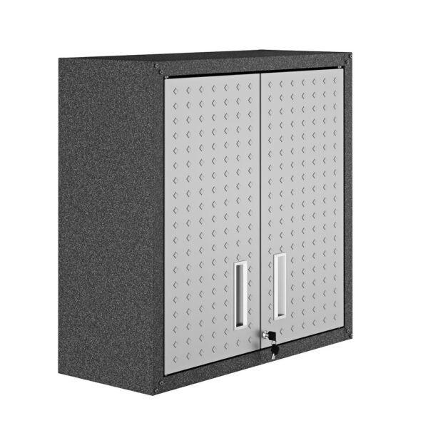 Manhattan Comfort Fortress 30" Floating Textured Metal Garage Cabinet with Adjustable Shelves in Grey