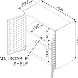 Manhattan Comfort Fortress 30" Floating Textured Metal Garage Cabinet with Adjustable Shelves in White