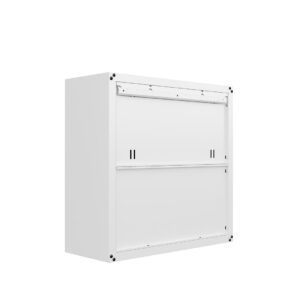 Manhattan Comfort Fortress 30" Floating Textured Metal Garage Cabinet with Adjustable Shelves in White