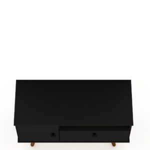 Manhattan Comfort Tribeca 35.43 Mid-Century Modern TV Stand with Solid Wood Legs in Black