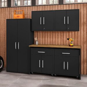 Manhattan Comfort Eiffel 6-Piece Garage Storage Set in Matte Black