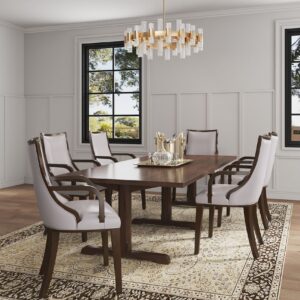 Manhattan Comfort Grand Faux Leather 8-Piece Dining Chairs in Light Grey