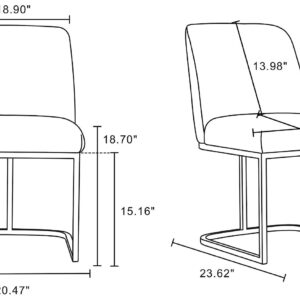 Manhattan Comfort Modern Serena 6 Piece Dining Set Upholstered in Leatherette with Steel Legs in Cream