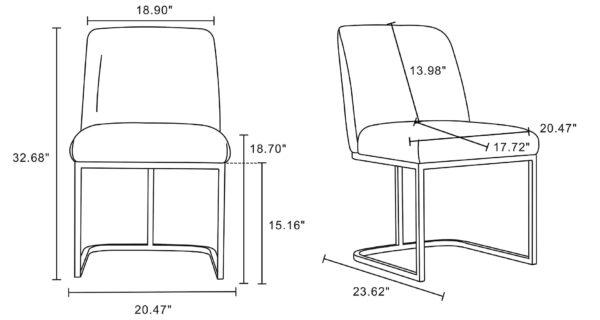 Manhattan Comfort Modern Serena 6 Piece Dining Set Upholstered in Leatherette with Steel Legs in Cream