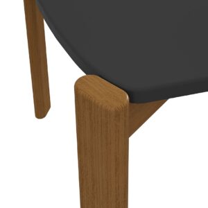 Manhattan Comfort Mid-Century Modern Gales 70.87 Dining Table with Solid Wood Legs in Black - Set of 7