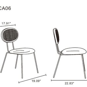 Manhattan Comfort 7-Piece Hathaway Modern 59.05 Solid Wood Round Dining Set in Black with 6 Jardin Cane Dining Chairs