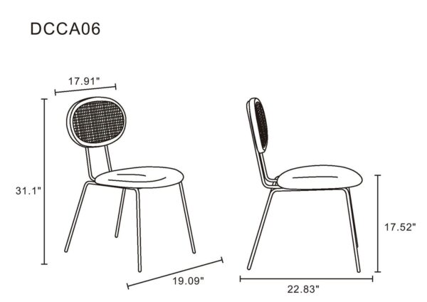 Manhattan Comfort 7-Piece Hathaway Modern 59.05 Solid Wood Round Dining Set in Nature with 6 Jardin Cane Dining Chairs