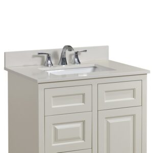 Altair 61031-CTP-MW Belluno 31 Inch Single Bathroom Vanity Top in Milano White with Ceramic Rectangle Undermount Sink