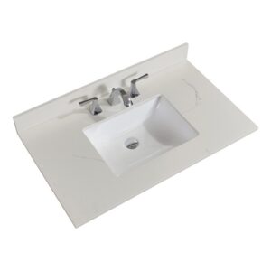 Altair 61037-CTP-MW Belluno 37 Inch Single Bathroom Vanity Top in Milano White with Ceramic Rectangle Undermount Sink