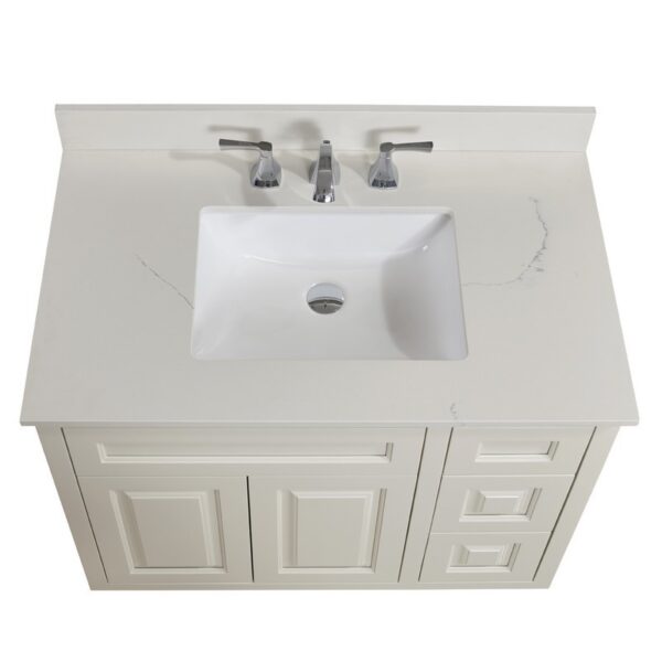 Altair 61037-CTP-MW Belluno 37 Inch Single Bathroom Vanity Top in Milano White with Ceramic Rectangle Undermount Sink