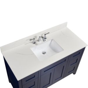 Altair 61049-CTP-MW Belluno 49 Inch Single Bathroom Vanity Top in Milano White with Ceramic Rectangle Undermount Sink