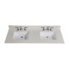 Altair 61061-CTP-MW Belluno 61 Inch Double Bathroom Vanity Top in Milano White with Ceramic Rectangle Undermount Sinks