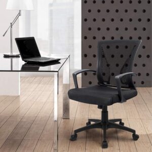 RetailHuntUSA Office Chair Mid Back Swivel Lumbar Support Desk Chair, Computer Ergonomic Mesh Chair with Armrest (Black)