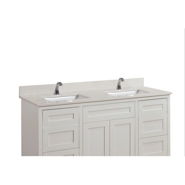 Altair 61SF61-MW-CTP Belluno 61 Inch Stone effects Vanity Top in Milano White with White Sink