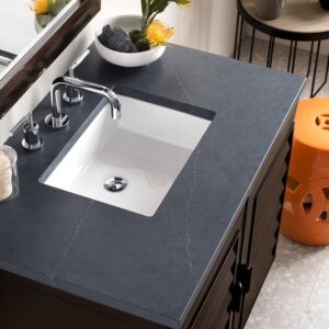 James Martin 620-V36-BNM-3CSP Portland 36 Inch Single Vanity in Burnished Mahogany with 3 cm Charcoal Soapstone Quartz Top with Sink