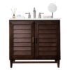 James Martin 620-V36-BNM-3EJP Portland 36 Inch Single Vanity in Burnished Mahogany with 3 cm Eternal Jasmine Pearl Quartz Top with Sink