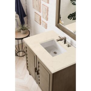 James Martin 620-V36-WW-3EMR Portland 36 Inch Single Vanity Whitewashed Walnut with 3 CM Eternal Marfil Quartz Top