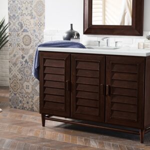 James Martin 620-V48-BNM-3ENC Portland 48 Inch Single Vanity Cabinet with Ethereal Noctis Quartz Top - Burnished Mahogany