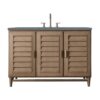 James Martin 620-V48-WW-3CBL Portland 48 Inch Single Vanity Cabinet with Cala Blue Quartz Top - Whitewashed Walnut