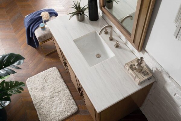 James Martin 620-V48-WW-3AF Portland 48 Inch Single Vanity in Whitewashed Walnut with 3 cm Arctic Fall Solid Surface Top