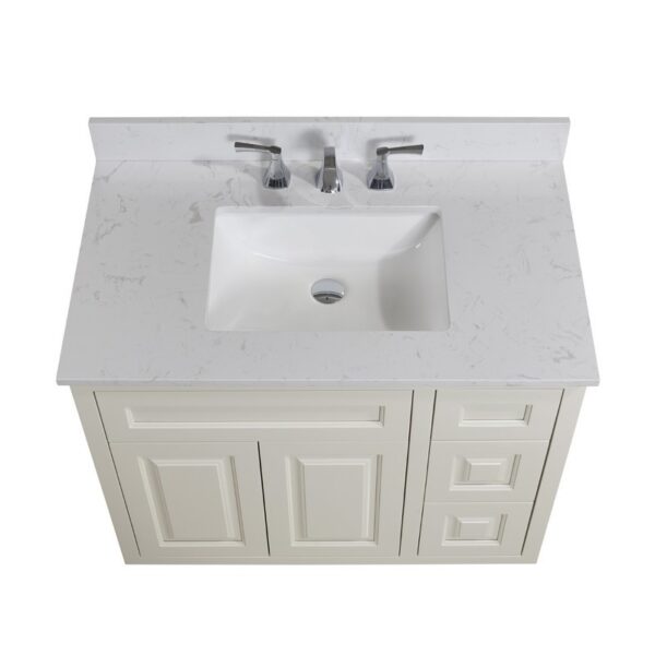 Altair 62037-CTP-JW Frosinone 37 Inch Single Bathroom Vanity Top in Jazz White with Ceramic Rectangle Undermount Sink