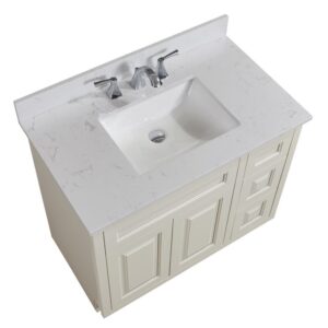 Altair 62037-CTP-JW Frosinone 37 Inch Single Bathroom Vanity Top in Jazz White with Ceramic Rectangle Undermount Sink