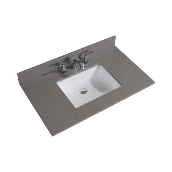 Altair 63037-CTP-MG Imperia 37 Inch Single Bathroom Vanity Top in Mountain Gray with Ceramic Rectangle Undermount Sink