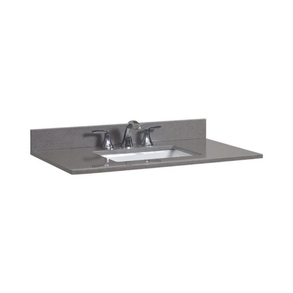 Altair 63037-CTP-MG Imperia 37 Inch Single Bathroom Vanity Top in Mountain Gray with Ceramic Rectangle Undermount Sink