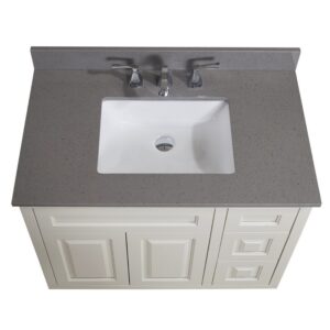 Altair 63037-CTP-MG Imperia 37 Inch Single Bathroom Vanity Top in Mountain Gray with Ceramic Rectangle Undermount Sink