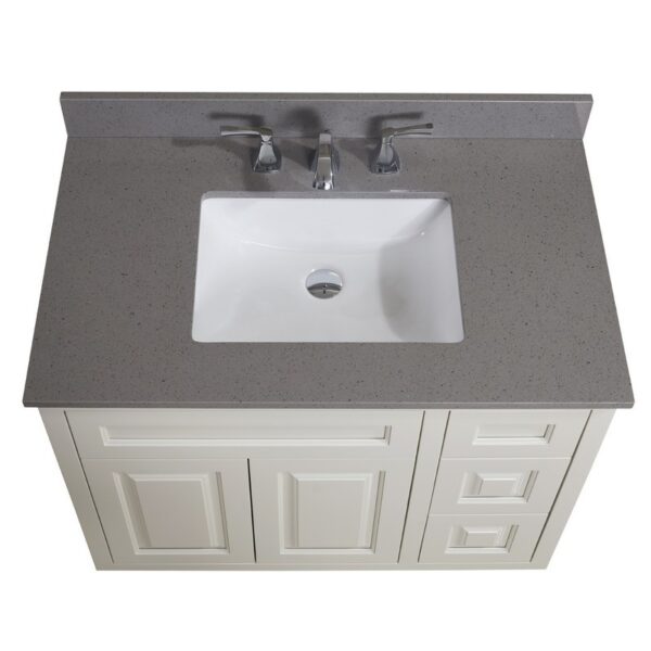 Altair 63037-CTP-MG Imperia 37 Inch Single Bathroom Vanity Top in Mountain Gray with Ceramic Rectangle Undermount Sink