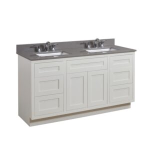 Altair 63061-CTP-MG Imperia 61 Inch Double Bathroom Vanity Top in Mountain Gray with Ceramic Rectangle Undermount Sinks