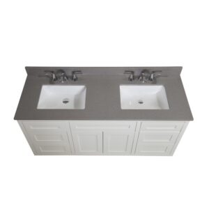 Altair 63061-CTP-MG Imperia 61 Inch Double Bathroom Vanity Top in Mountain Gray with Ceramic Rectangle Undermount Sinks