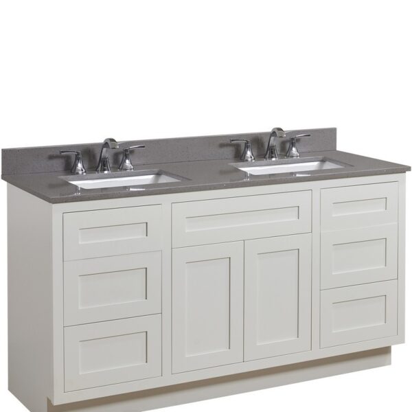 Altair 63061-CTP-MG Imperia 61 Inch Double Bathroom Vanity Top in Mountain Gray with Ceramic Rectangle Undermount Sinks