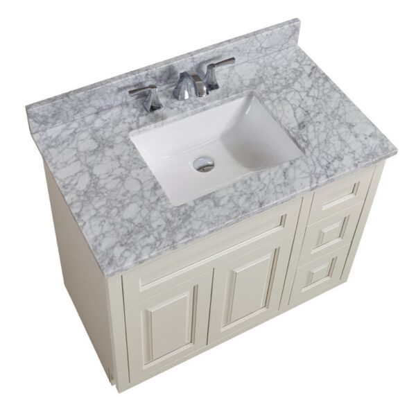 Altair 64037-CTP-CA Oristano 37 Inch Single Bathroom Vanity Top in Italian Carrara White with Ceramic Rectangle Undermount Sink