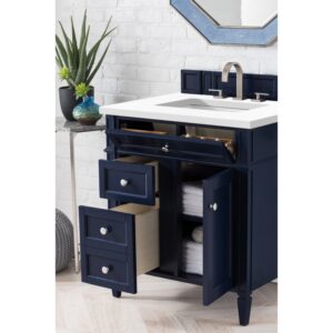 James Martin 650-V30-3WZ Brittany 30 Inch Single Vanity with 3cm White Zeus Quartz Top