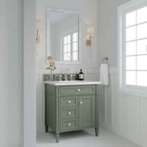 James Martin 650-V30-3WZ Brittany 30 Inch Single Vanity with 3cm White Zeus Quartz Top