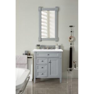 James Martin 650-V30-3WZ Brittany 30 Inch Single Vanity with 3cm White Zeus Quartz Top