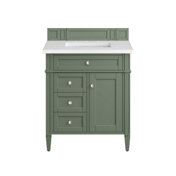 James Martin 650-V30-3WZ Brittany 30 Inch Single Vanity with 3cm White Zeus Quartz Top