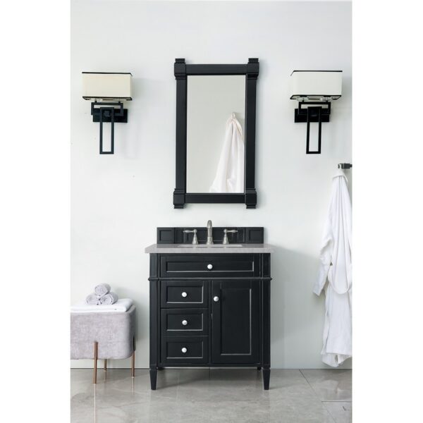 James Martin 650-V30-BKO-3ESR Brittany 30 Inch Single Vanity in Black Onyx with 3 CM Eternal Serena Quartz Top