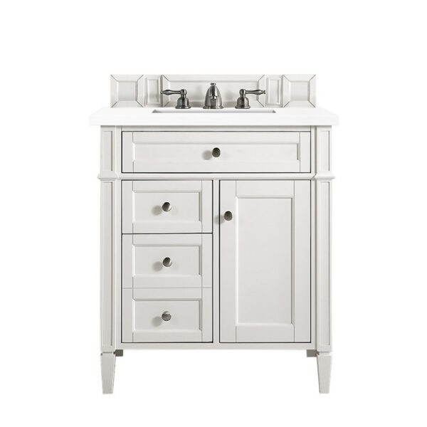 James Martin 650-V30-3WZ Brittany 30 Inch Single Vanity with 3cm White Zeus Quartz Top