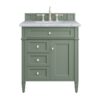 James Martin 650-V30-SC-3CAR Brittany 30 Inch Smokey Celadon Single Sink Vanity with 3 cm Carrara Marble Top