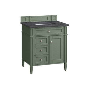 James Martin 650-V30-SC-3CSP Brittany 30 Inch Smokey Celadon Single Sink Vanity with 3 cm Charcoal Soapstone Top