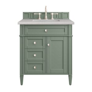 James Martin 650-V30-SC-3ESR Brittany 30 Inch Smokey Celadon Single Sink Vanity with 3 cm Eternal Serena Top