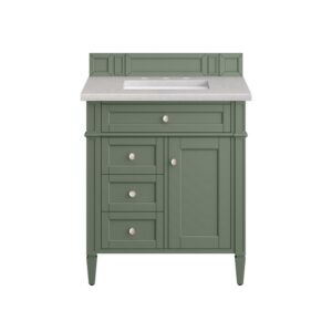 James Martin 650-V30-SC-3ESR Brittany 30 Inch Smokey Celadon Single Sink Vanity with 3 cm Eternal Serena Top