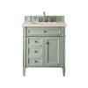 James Martin 650-V30-SGR-3EMR Brittany 30 Inch Single Vanity in Sage Green with 3 CM Eternal Marfil Quartz Top