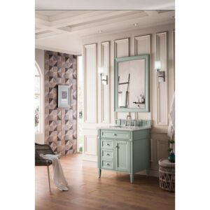 James Martin 650-V30-SGR-3ESR Brittany 30 Inch Single Vanity in Sage Green with 3 CM Eternal Serena Quartz Top